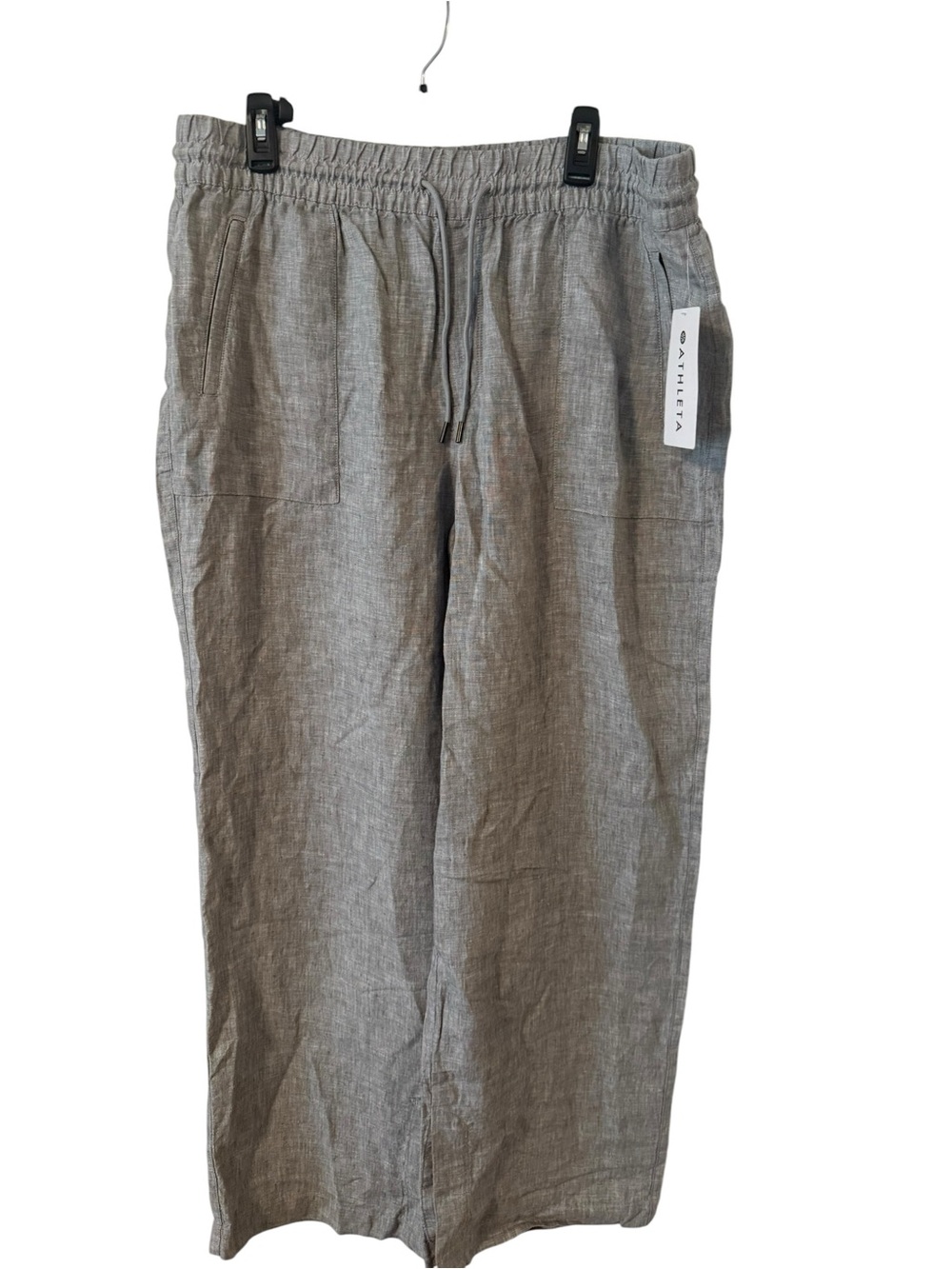 Athleta women's  Gray Relaxed Drawstring Linen Pants NWT size XL
